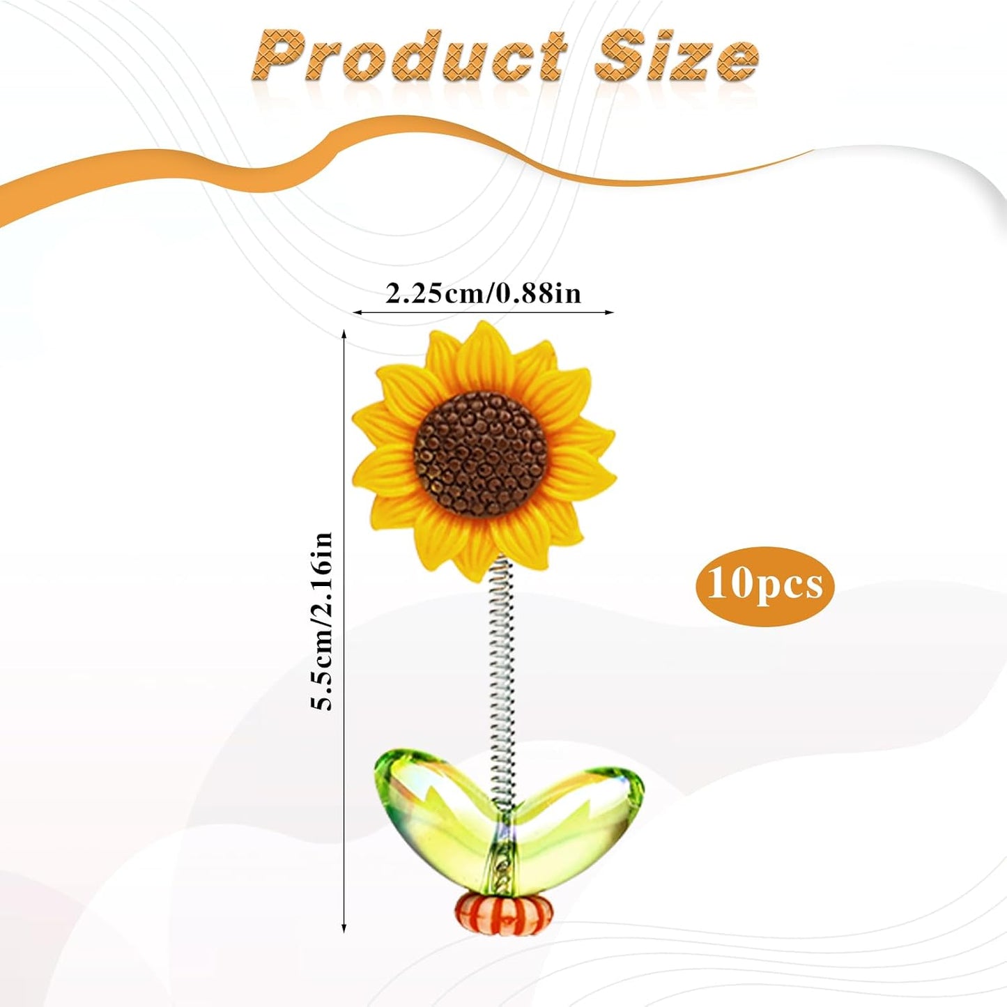 10pcs Car Accessories Dashboard Decorations, Cute Shaking Head Sunflower Flower car Center Console Ornament, for Women Girl Car Interior Desk Ornaments Birthday Valentines Gifts