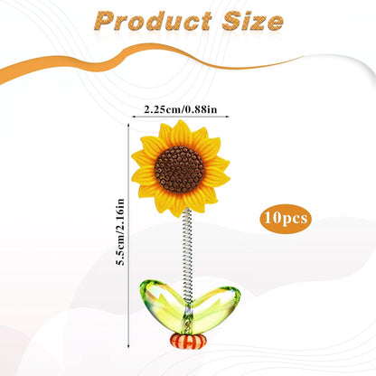 10pcs Car Accessories Dashboard Decorations, Cute Shaking Head Sunflower Flower car Center Console Ornament, for Women Girl Car Interior Desk Ornaments Birthday Valentines Gifts