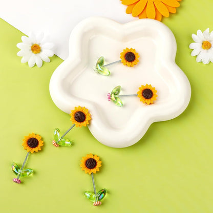 10pcs Car Accessories Dashboard Decorations, Cute Shaking Head Sunflower Flower car Center Console Ornament, for Women Girl Car Interior Desk Ornaments Birthday Valentines Gifts