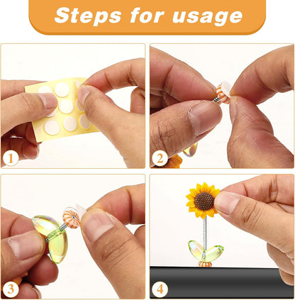 10pcs Car Accessories Dashboard Decorations, Cute Shaking Head Sunflower Flower car Center Console Ornament, for Women Girl Car Interior Desk Ornaments Birthday Valentines Gifts