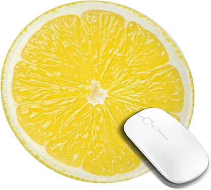 Lemon Round Mouse Pad Small Gaming Mousepad Desk Mat Stitched Edges 9.8 X 9.8 Inch for Home Office