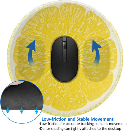 Lemon Round Mouse Pad Small Gaming Mousepad Desk Mat Stitched Edges 9.8 X 9.8 Inch for Home Office