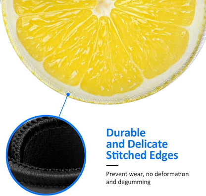 Lemon Round Mouse Pad Small Gaming Mousepad Desk Mat Stitched Edges 9.8 X 9.8 Inch for Home Office