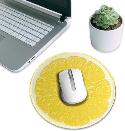 Lemon Round Mouse Pad Small Gaming Mousepad Desk Mat Stitched Edges 9.8 X 9.8 Inch for Home Office