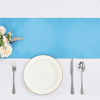 4-Pack Yellow Satin Table Runner 12 x 108 Inch Long Bright and Smooth Silk Fabric Table Runner for Wedding Banquet Birthday Party Decoration