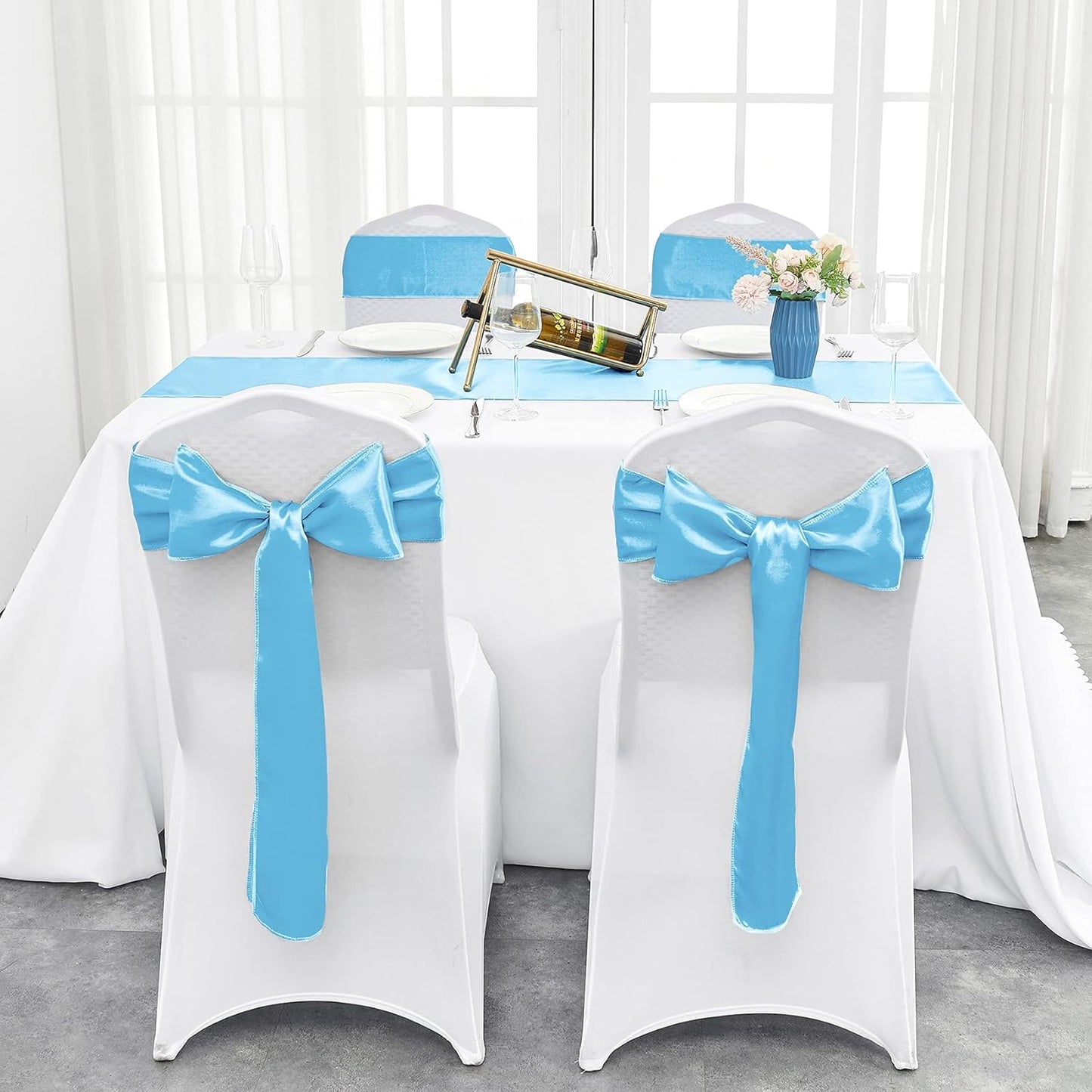 4-Pack Yellow Satin Table Runner 12 x 108 Inch Long Bright and Smooth Silk Fabric Table Runner for Wedding Banquet Birthday Party Decoration