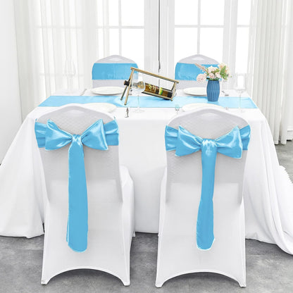 4-Pack Yellow Satin Table Runner 12 x 108 Inch Long Bright and Smooth Silk Fabric Table Runner for Wedding Banquet Birthday Party Decoration