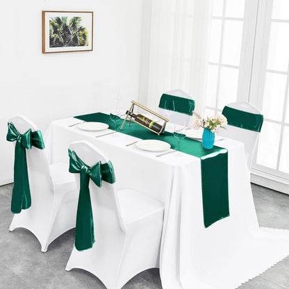 4-Pack Yellow Satin Table Runner 12 x 108 Inch Long Bright and Smooth Silk Fabric Table Runner for Wedding Banquet Birthday Party Decoration