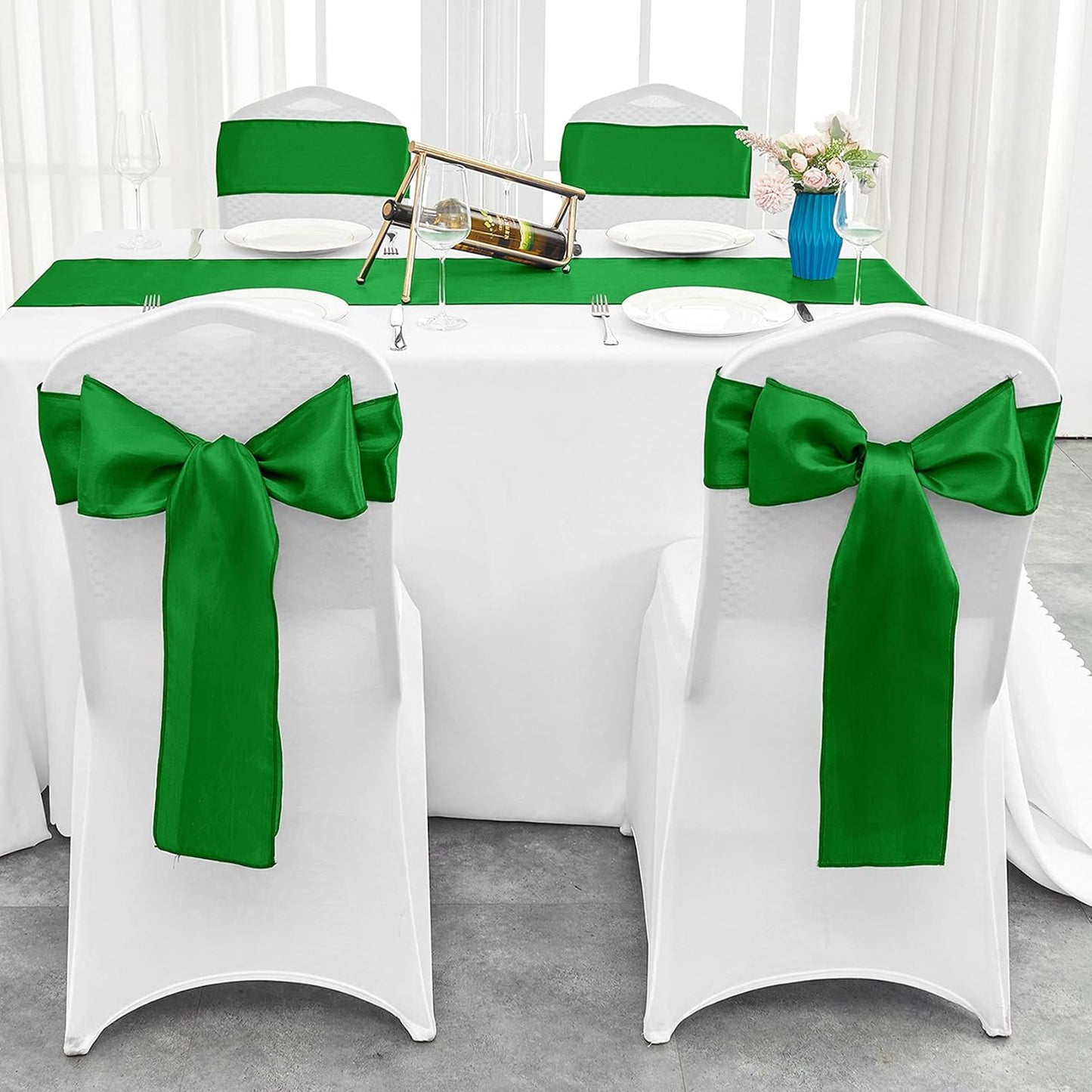 4-Pack Yellow Satin Table Runner 12 x 108 Inch Long Bright and Smooth Silk Fabric Table Runner for Wedding Banquet Birthday Party Decoration