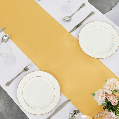 4-Pack Yellow Satin Table Runner 12 x 108 Inch Long Bright and Smooth Silk Fabric Table Runner for Wedding Banquet Birthday Party Decoration