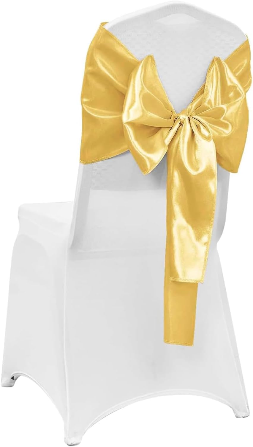 4-Pack Yellow Satin Table Runner 12 x 108 Inch Long Bright and Smooth Silk Fabric Table Runner for Wedding Banquet Birthday Party Decoration