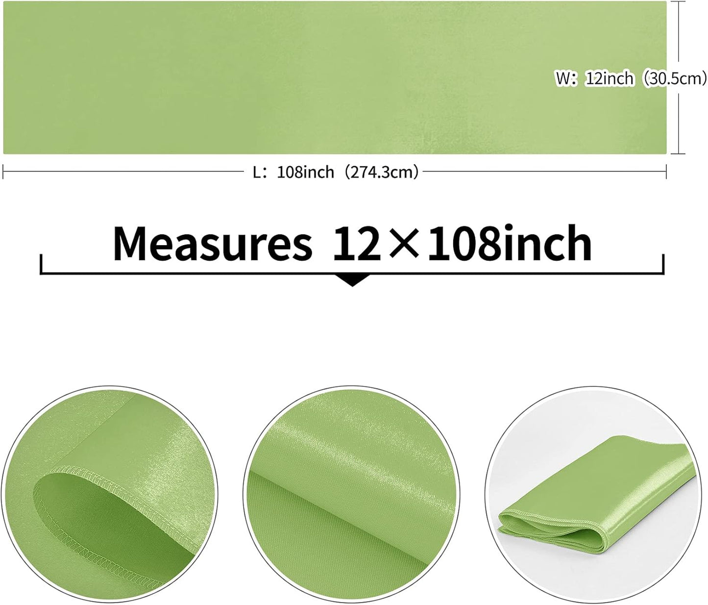 4-Pack Yellow Satin Table Runner 12 x 108 Inch Long Bright and Smooth Silk Fabric Table Runner for Wedding Banquet Birthday Party Decoration