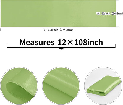 4-Pack Yellow Satin Table Runner 12 x 108 Inch Long Bright and Smooth Silk Fabric Table Runner for Wedding Banquet Birthday Party Decoration