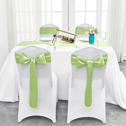 4-Pack Yellow Satin Table Runner 12 x 108 Inch Long Bright and Smooth Silk Fabric Table Runner for Wedding Banquet Birthday Party Decoration