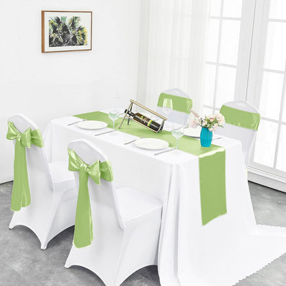 4-Pack Yellow Satin Table Runner 12 x 108 Inch Long Bright and Smooth Silk Fabric Table Runner for Wedding Banquet Birthday Party Decoration
