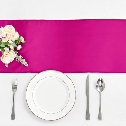 4-Pack Yellow Satin Table Runner 12 x 108 Inch Long Bright and Smooth Silk Fabric Table Runner for Wedding Banquet Birthday Party Decoration