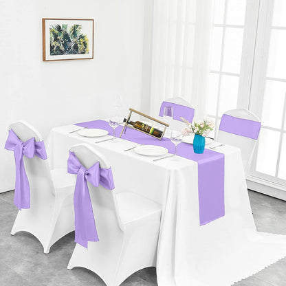 4-Pack Yellow Satin Table Runner 12 x 108 Inch Long Bright and Smooth Silk Fabric Table Runner for Wedding Banquet Birthday Party Decoration