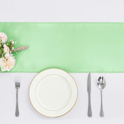 4-Pack Yellow Satin Table Runner 12 x 108 Inch Long Bright and Smooth Silk Fabric Table Runner for Wedding Banquet Birthday Party Decoration