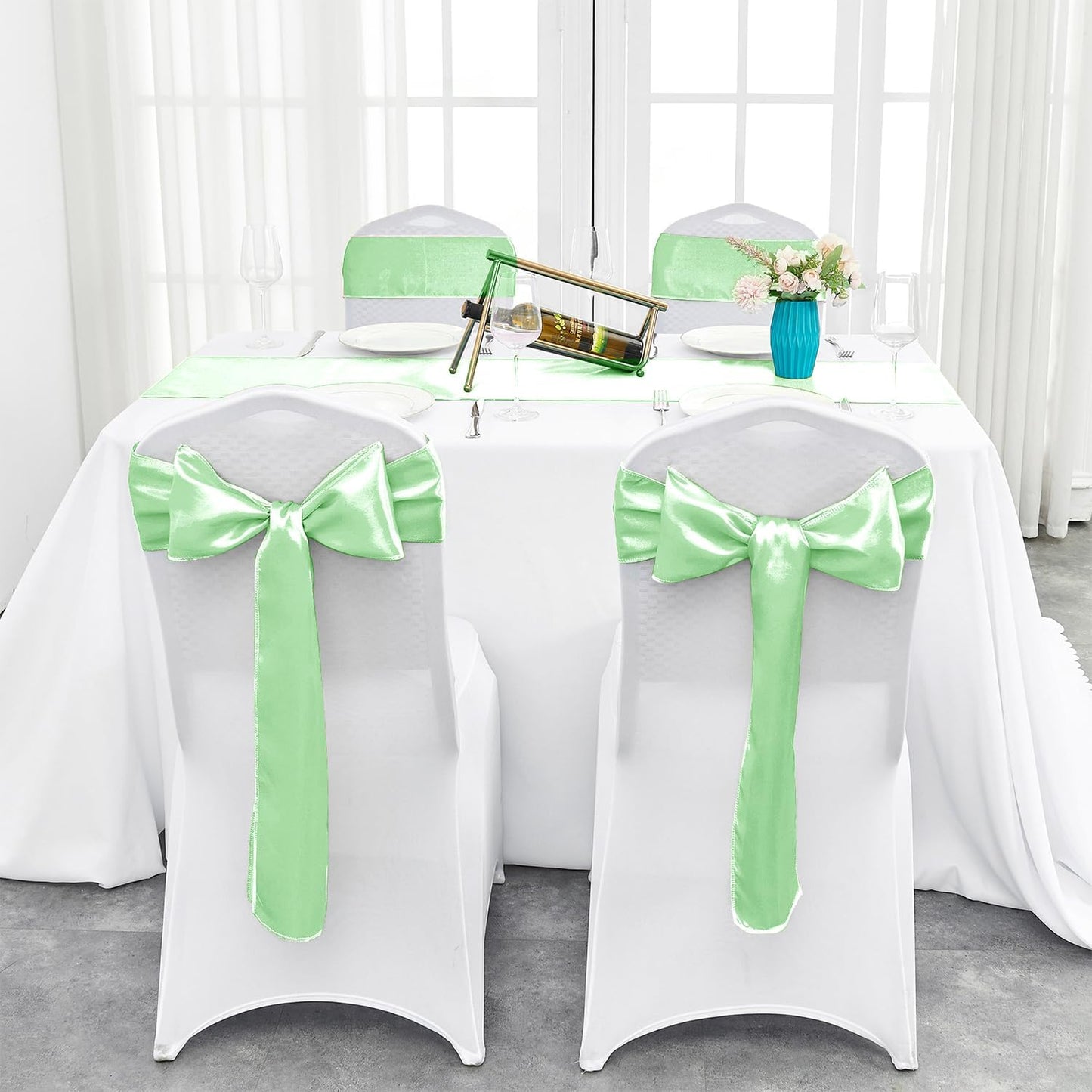 4-Pack Yellow Satin Table Runner 12 x 108 Inch Long Bright and Smooth Silk Fabric Table Runner for Wedding Banquet Birthday Party Decoration