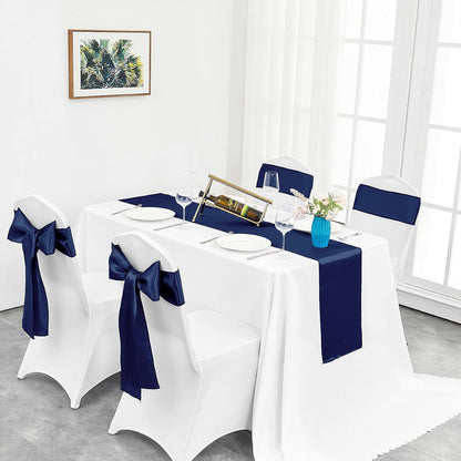 4-Pack Yellow Satin Table Runner 12 x 108 Inch Long Bright and Smooth Silk Fabric Table Runner for Wedding Banquet Birthday Party Decoration