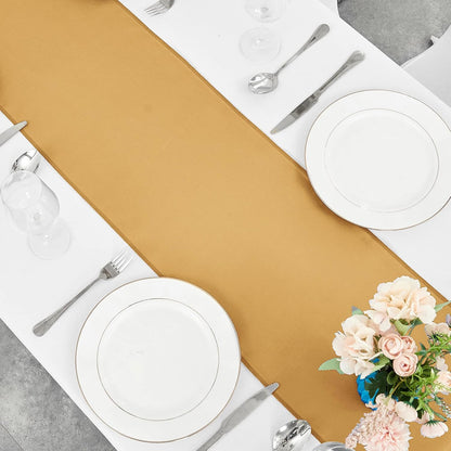 4-Pack Yellow Satin Table Runner 12 x 108 Inch Long Bright and Smooth Silk Fabric Table Runner for Wedding Banquet Birthday Party Decoration