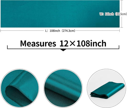 4-Pack Yellow Satin Table Runner 12 x 108 Inch Long Bright and Smooth Silk Fabric Table Runner for Wedding Banquet Birthday Party Decoration