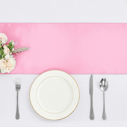 4-Pack Yellow Satin Table Runner 12 x 108 Inch Long Bright and Smooth Silk Fabric Table Runner for Wedding Banquet Birthday Party Decoration