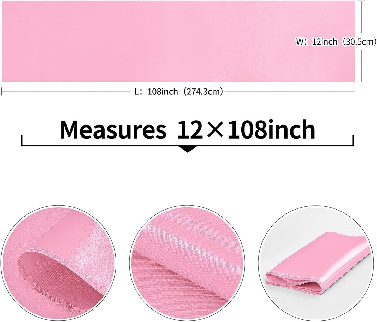 4-Pack Yellow Satin Table Runner 12 x 108 Inch Long Bright and Smooth Silk Fabric Table Runner for Wedding Banquet Birthday Party Decoration