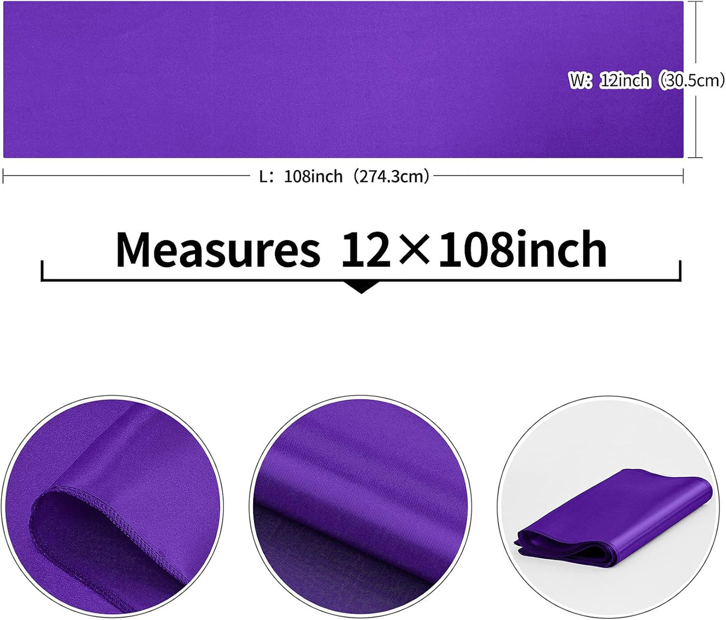 4-Pack Yellow Satin Table Runner 12 x 108 Inch Long Bright and Smooth Silk Fabric Table Runner for Wedding Banquet Birthday Party Decoration