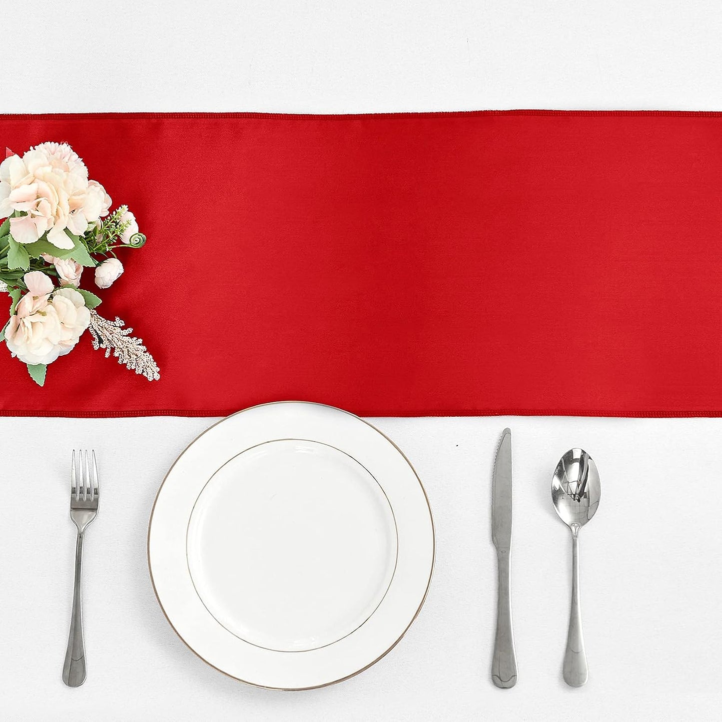 4-Pack Yellow Satin Table Runner 12 x 108 Inch Long Bright and Smooth Silk Fabric Table Runner for Wedding Banquet Birthday Party Decoration