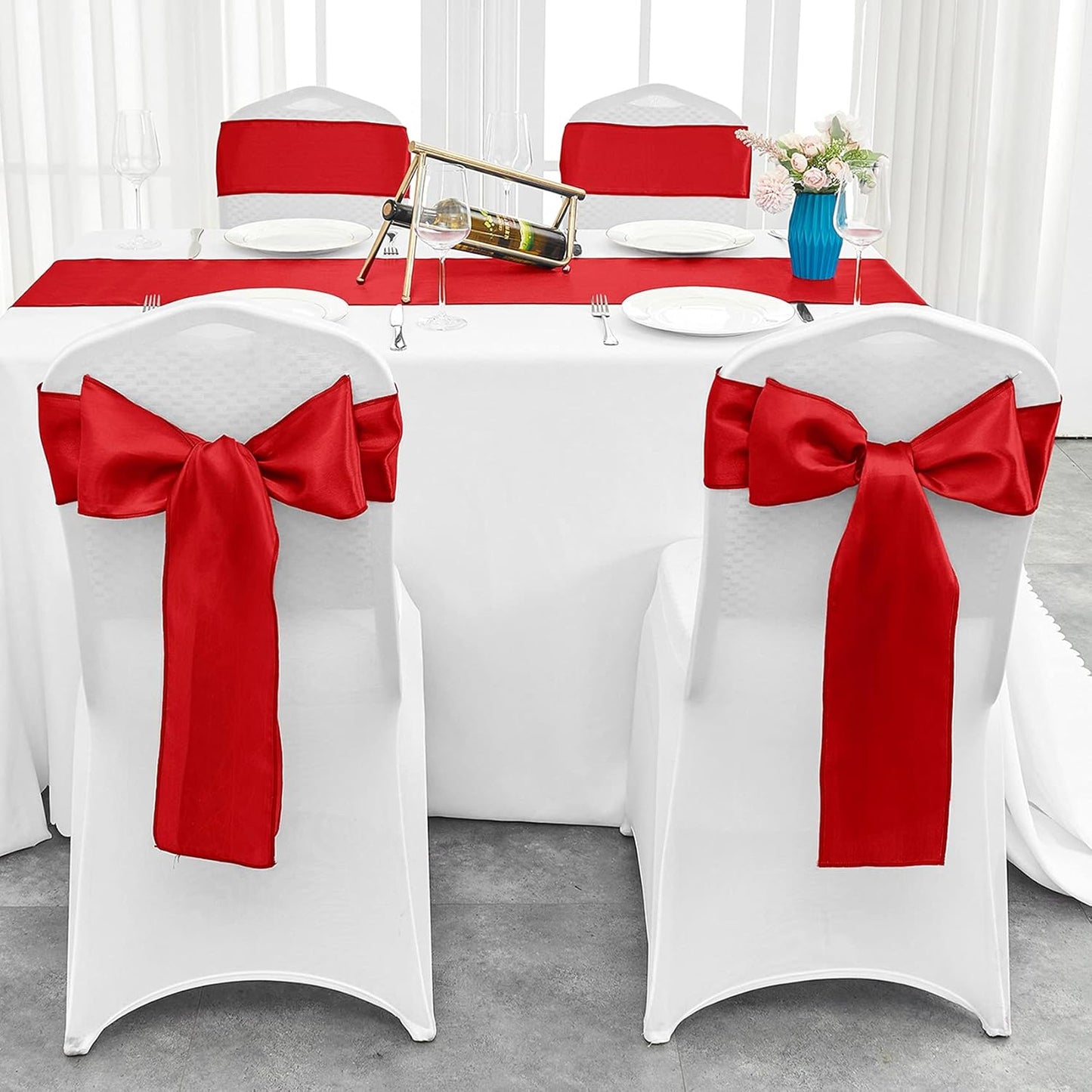 4-Pack Yellow Satin Table Runner 12 x 108 Inch Long Bright and Smooth Silk Fabric Table Runner for Wedding Banquet Birthday Party Decoration