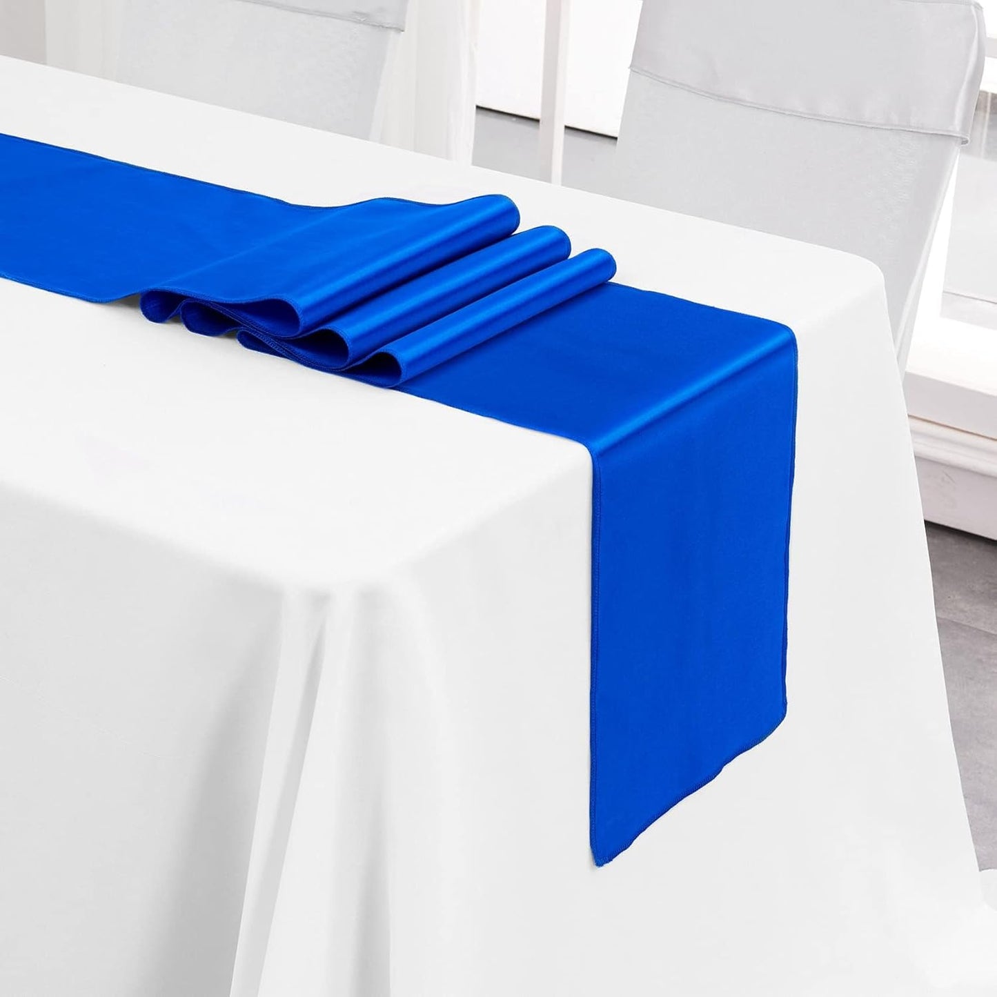 4-Pack Yellow Satin Table Runner 12 x 108 Inch Long Bright and Smooth Silk Fabric Table Runner for Wedding Banquet Birthday Party Decoration