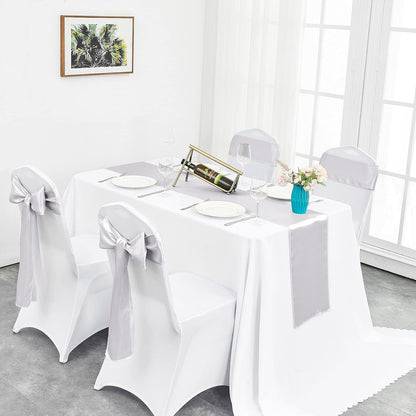 4-Pack Yellow Satin Table Runner 12 x 108 Inch Long Bright and Smooth Silk Fabric Table Runner for Wedding Banquet Birthday Party Decoration