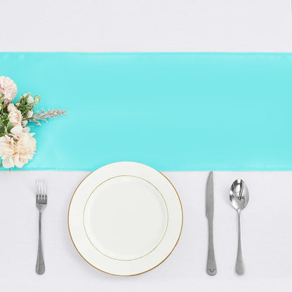 4-Pack Yellow Satin Table Runner 12 x 108 Inch Long Bright and Smooth Silk Fabric Table Runner for Wedding Banquet Birthday Party Decoration