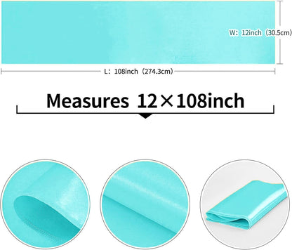 4-Pack Yellow Satin Table Runner 12 x 108 Inch Long Bright and Smooth Silk Fabric Table Runner for Wedding Banquet Birthday Party Decoration