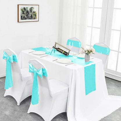 4-Pack Yellow Satin Table Runner 12 x 108 Inch Long Bright and Smooth Silk Fabric Table Runner for Wedding Banquet Birthday Party Decoration