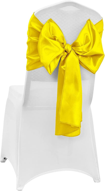 4-Pack Yellow Satin Table Runner 12 x 108 Inch Long Bright and Smooth Silk Fabric Table Runner for Wedding Banquet Birthday Party Decoration