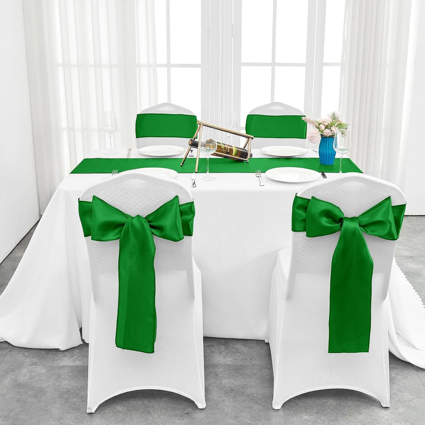 4-Pack Yellow Satin Table Runner 12 x 108 Inch Long Bright and Smooth Silk Fabric Table Runner for Wedding Banquet Birthday Party Decoration