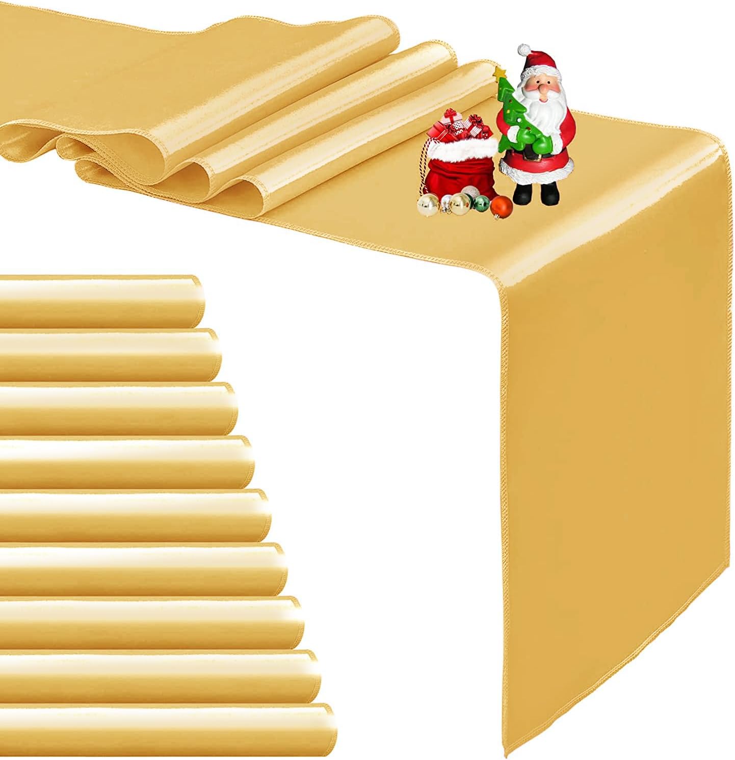 4-Pack Yellow Satin Table Runner 12 x 108 Inch Long Bright and Smooth Silk Fabric Table Runner for Wedding Banquet Birthday Party Decoration