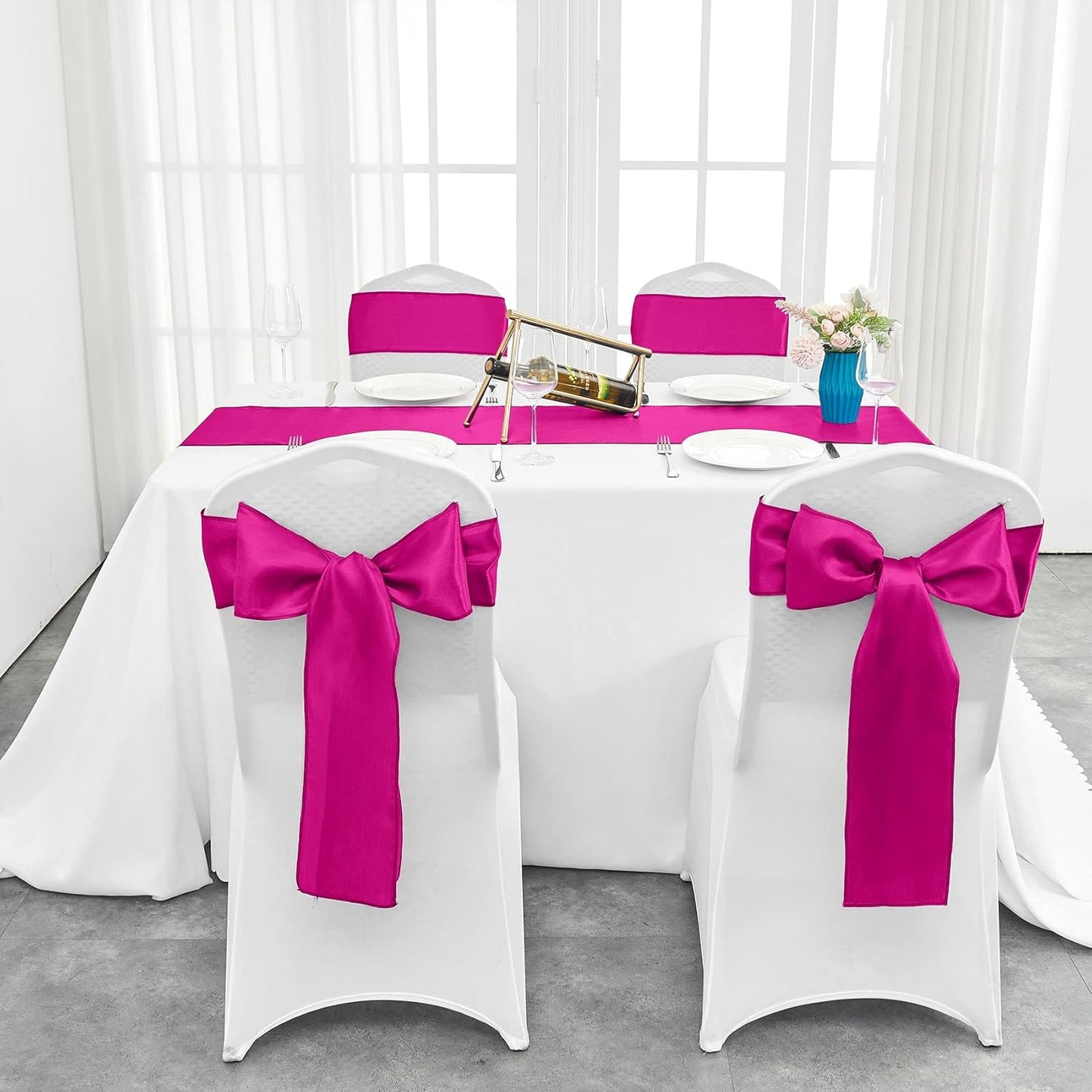 4-Pack Yellow Satin Table Runner 12 x 108 Inch Long Bright and Smooth Silk Fabric Table Runner for Wedding Banquet Birthday Party Decoration