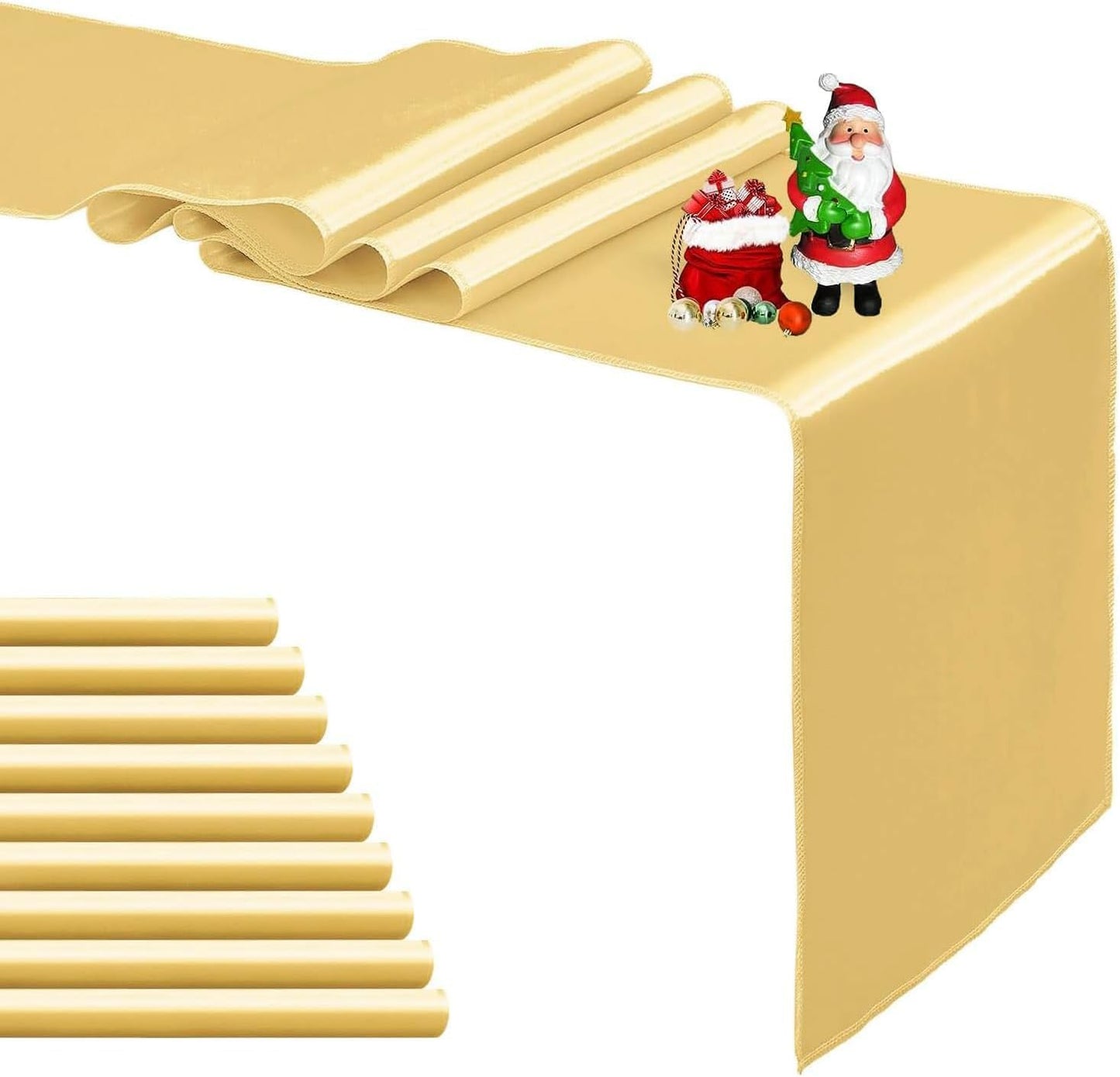4-Pack Yellow Satin Table Runner 12 x 108 Inch Long Bright and Smooth Silk Fabric Table Runner for Wedding Banquet Birthday Party Decoration