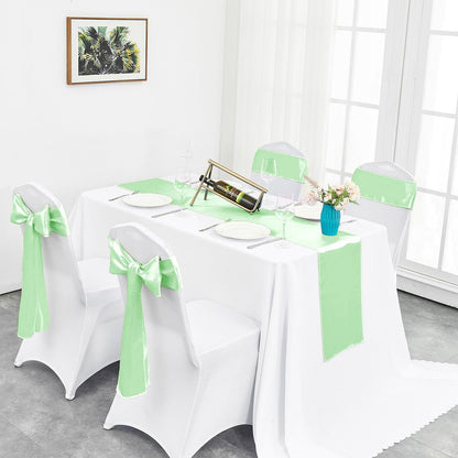 4-Pack Yellow Satin Table Runner 12 x 108 Inch Long Bright and Smooth Silk Fabric Table Runner for Wedding Banquet Birthday Party Decoration