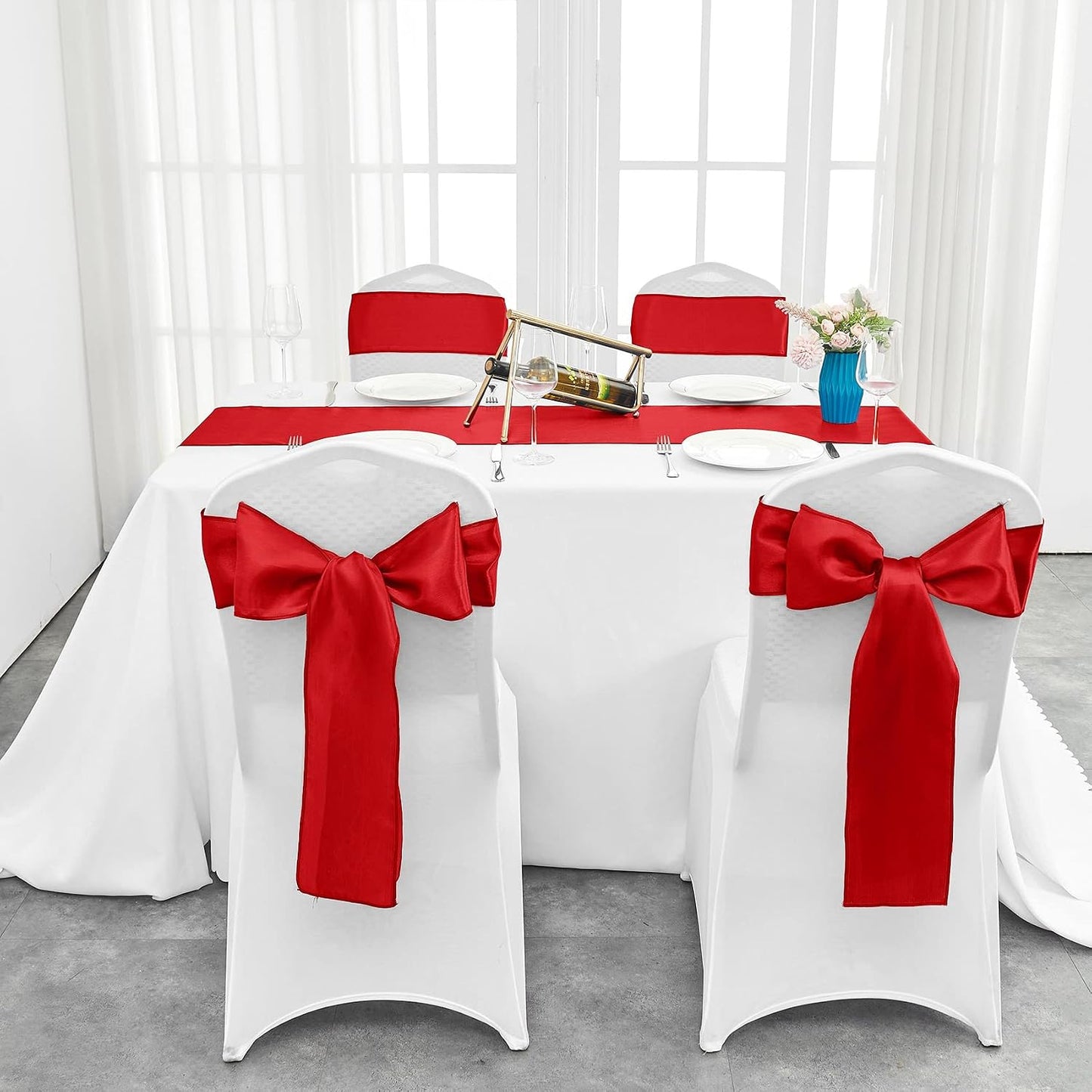 4-Pack Yellow Satin Table Runner 12 x 108 Inch Long Bright and Smooth Silk Fabric Table Runner for Wedding Banquet Birthday Party Decoration