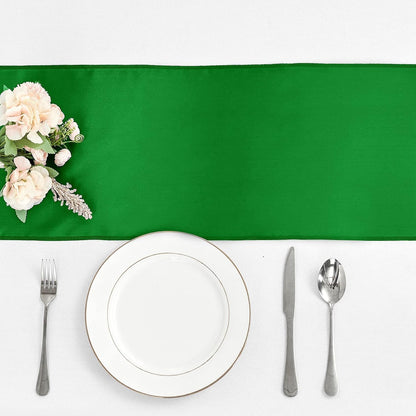 4-Pack Yellow Satin Table Runner 12 x 108 Inch Long Bright and Smooth Silk Fabric Table Runner for Wedding Banquet Birthday Party Decoration