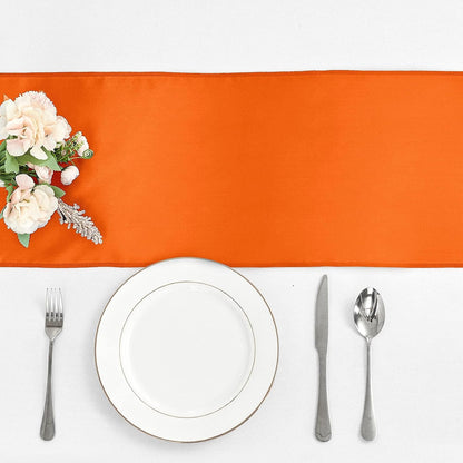 4-Pack Yellow Satin Table Runner 12 x 108 Inch Long Bright and Smooth Silk Fabric Table Runner for Wedding Banquet Birthday Party Decoration