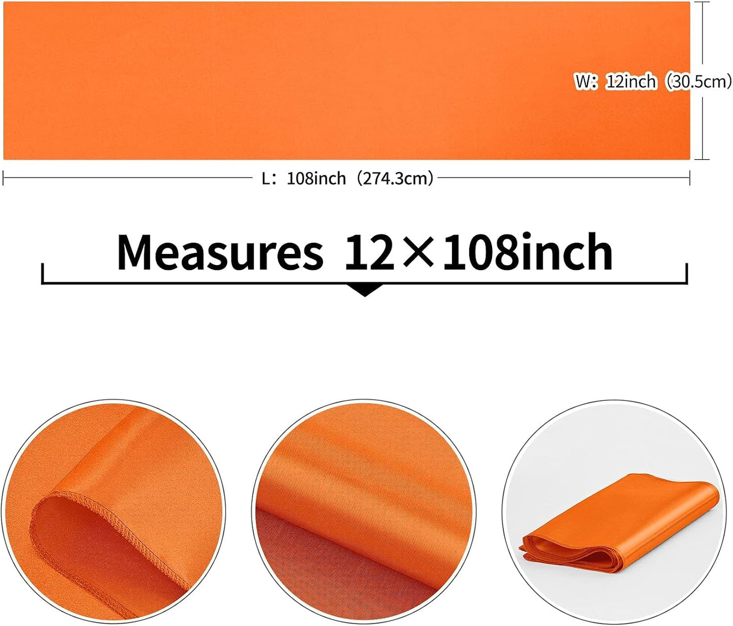 4-Pack Yellow Satin Table Runner 12 x 108 Inch Long Bright and Smooth Silk Fabric Table Runner for Wedding Banquet Birthday Party Decoration