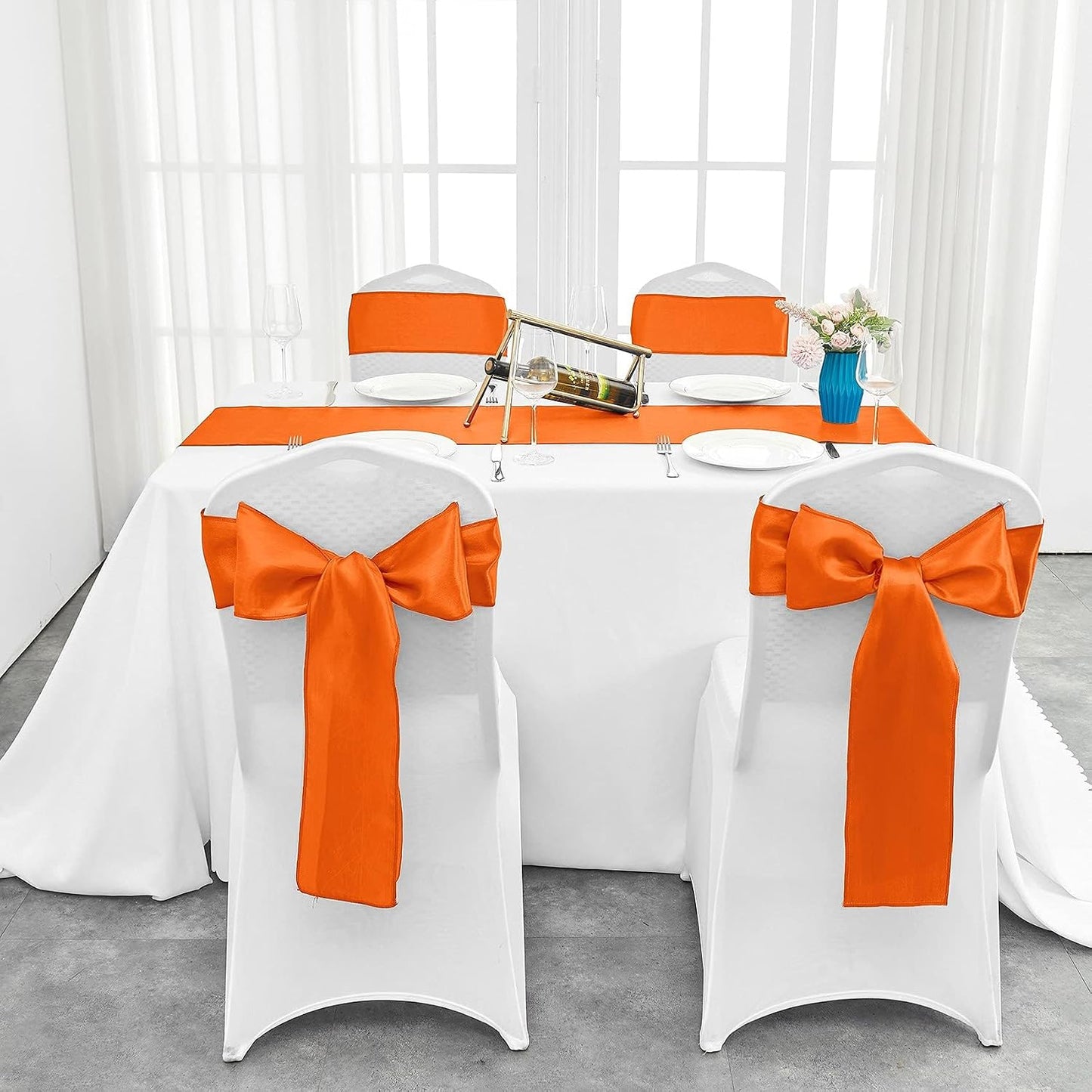 4-Pack Yellow Satin Table Runner 12 x 108 Inch Long Bright and Smooth Silk Fabric Table Runner for Wedding Banquet Birthday Party Decoration
