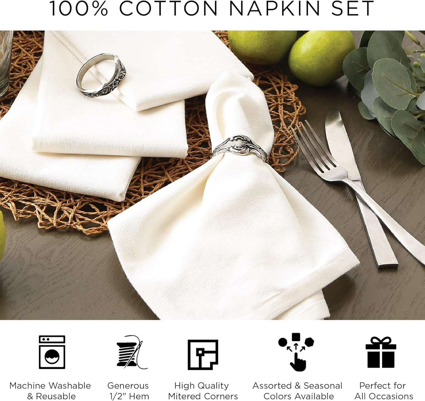 Lemon Bliss Tabletop Collection, Napkin Set, 6 Piece