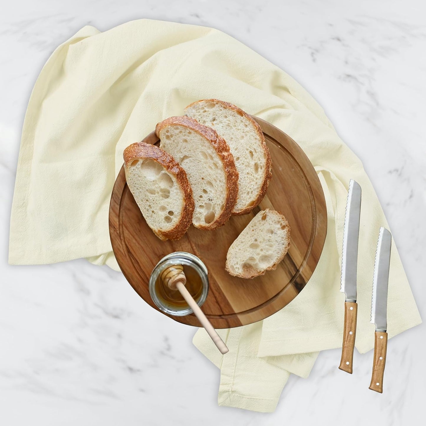 Urban Villa Flour Sack Light Yellow Kitchen Towels 100% Cotton Highly Absorbent Dish Towels for Bread Proofing Baking Drying Dinnerware Glass Embroidery DIY Projects Zero Lint 27x27 Inches (12 Pack)