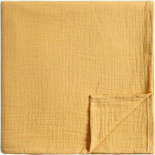 Muslin Swaddle Blanket, 100% Cotton Receiving Blanket, Yellow | Soft Breathable Swaddle Wrap for Baby Boys and Girls